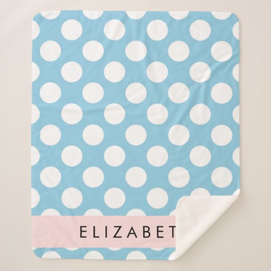 Blue Polka Dots, Polka Dot Pattern, Jouw naam Sherpa Deken (Voorkant)