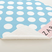 Blue Polka Dots, Polka Dot Pattern, Jouw naam Sherpa Deken (3/4)
