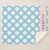 Blue Polka Dots, Polka Dot Pattern, Jouw naam Sherpa Deken (Voorkant (horizontaal))