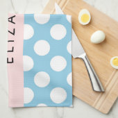 Blue Polka Dots, Polka Dot Pattern, Jouw naam Theedoek (Quarter Fold)