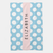 Blue Polka Dots, Polka Dot Pattern, Jouw naam Theedoek (Verticaal)