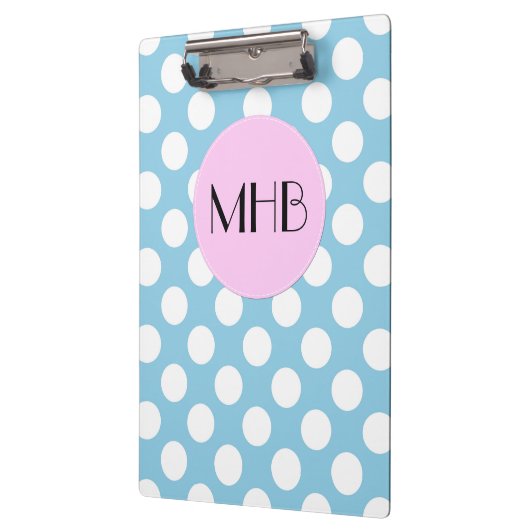 Blue Polka Dots, Polka Dot Pattern, Monogram Klembord (Links)