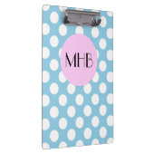 Blue Polka Dots, Polka Dot Pattern, Monogram Klembord (Rechts)