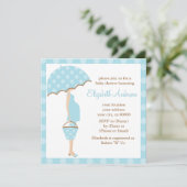 Blue Polka Dots Umbrella Mam Baby shower Kaart (Staand voorkant)