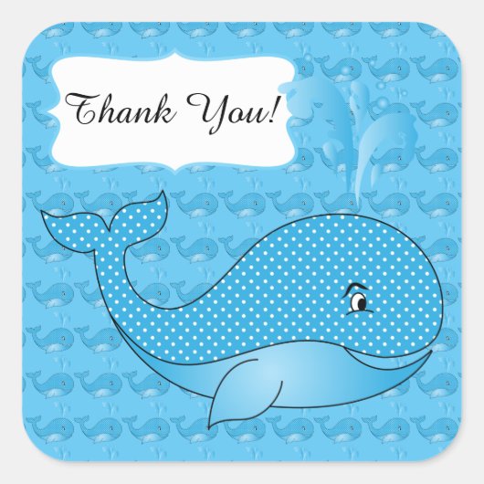 Blue Polka Dotted Baby Whale | DIY-tekst Vierkante Sticker (Voorkant)