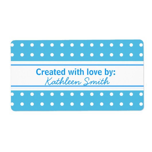 Blue Polka-stippen Recept/Goodies Label (Voorkant)