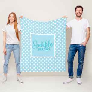 Blue Polkadot Glam Girly Typography Trendy Fleece Deken