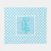 Blue Polkadot Glam Girly Typography Trendy Fleece Deken (Voorkant (Horizontaal))