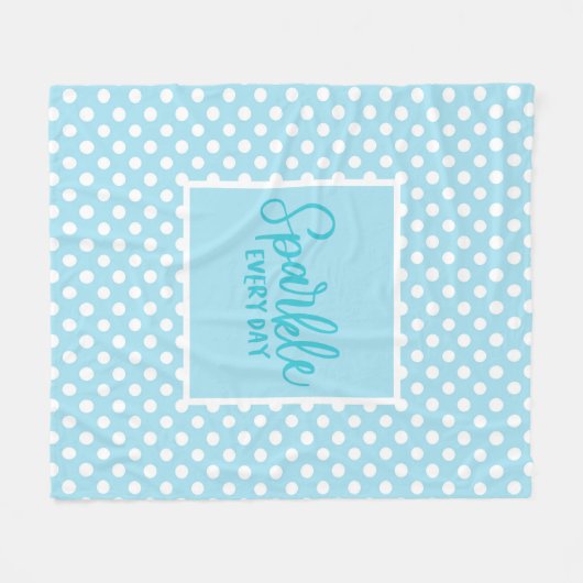 Blue Polkadot Glam Girly Typography Trendy Fleece Deken (Voorkant (Horizontaal))