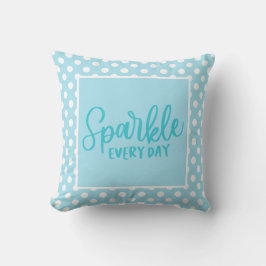 Blue Polkadot Glam Girly Typography Trendy Stylish Kussen
