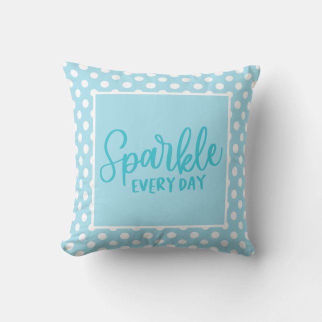 Blue Polkadot Glam Girly Typography Trendy Stylish Kussen (Voorkant)