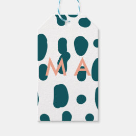 Blue polkadot orange pastel monogram man letter pa cadeaulabel