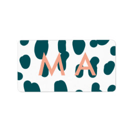 Blue polkadot orange pastel monogram man letter pa etiket