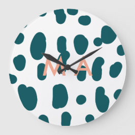 Blue polkadot orange pastel monogram man letter pa grote klok