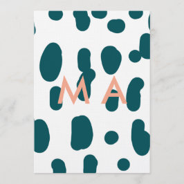 Blue polkadot orange pastel monogram man letter pa kaart