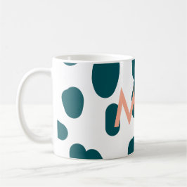 Blue polkadot orange pastel monogram man letter pa koffiemok