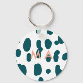 Blue polkadot orange pastel monogram man letter pa sleutelhanger
