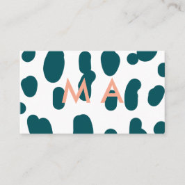 Blue polkadot orange pastel monogram man letter pa visitekaartje