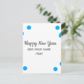 Blue polkadots happy new year add name messasimple briefkaart (Staand voorkant)