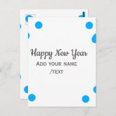 Blue polkadots happy new year add name messasimple briefkaart (Voorkant / Achterkant)