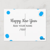 Blue polkadots happy new year add name messasimple briefkaart (Achterkant)