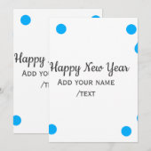 Blue polkadots happy new year add name messasimple feestdagenkaart (Voorkant / Achterkant)