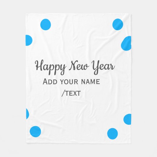 Blue polkadots happy new year add name messasimple fleece deken (Voorkant)