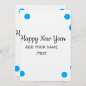 Blue polkadots happy new year add name messasimple kaart (Voorkant / Achterkant)