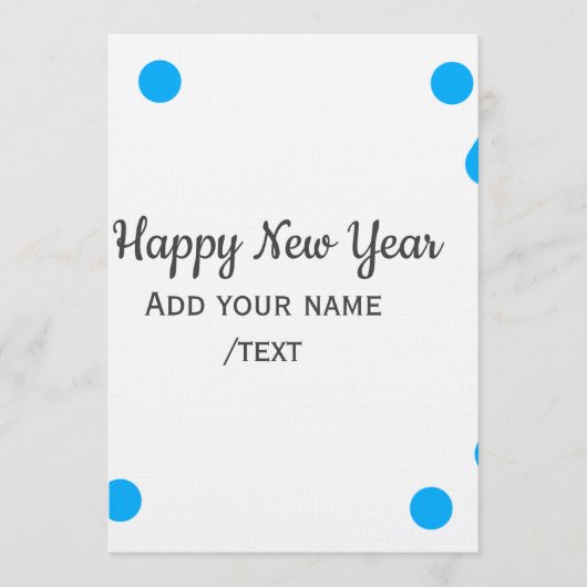 Blue polkadots happy new year add name messasimple kaart (Voorkant)