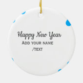 Blue polkadots happy new year add name messasimple keramisch ornament (Achterkant)