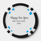 Blue polkadots happy new year add name messasimple poker chips (Achterkant)