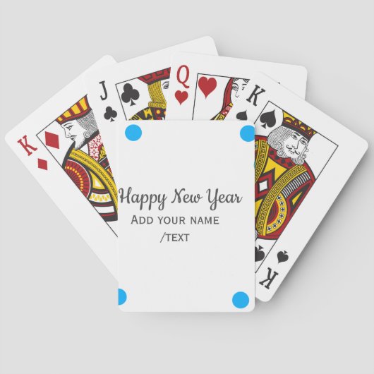 Blue polkadots happy new year add name messasimple pokerkaarten (Achterkant)