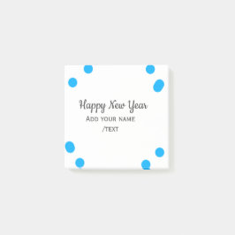 Blue polkadots happy new year add name messasimple post-it® notes