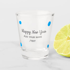 Blue polkadots happy new year add name messasimple shot glas