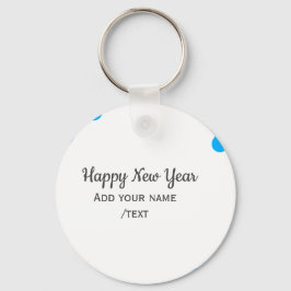 Blue polkadots happy new year add name messasimple sleutelhanger