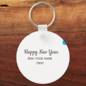 Blue polkadots happy new year add name messasimple sleutelhanger (Voorkant)