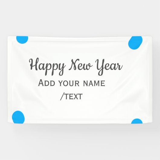 Blue polkadots happy new year add name messasimple spandoek (Horizontaal)