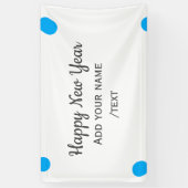 Blue polkadots happy new year add name messasimple spandoek (Verticaal)