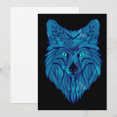 Blue Poly Wolf Head Feestdagenkaart (Voorkant / Achterkant)