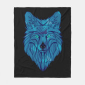 Blue Poly Wolf Head Fleece Deken (Voorkant)
