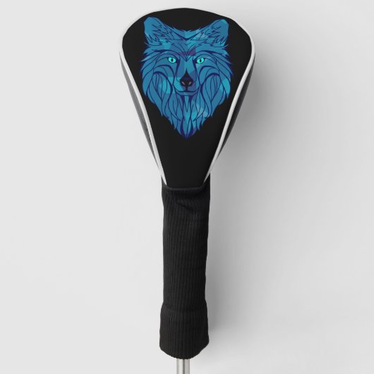 Blue Poly Wolf Head Golfheadcover (Voorkant)