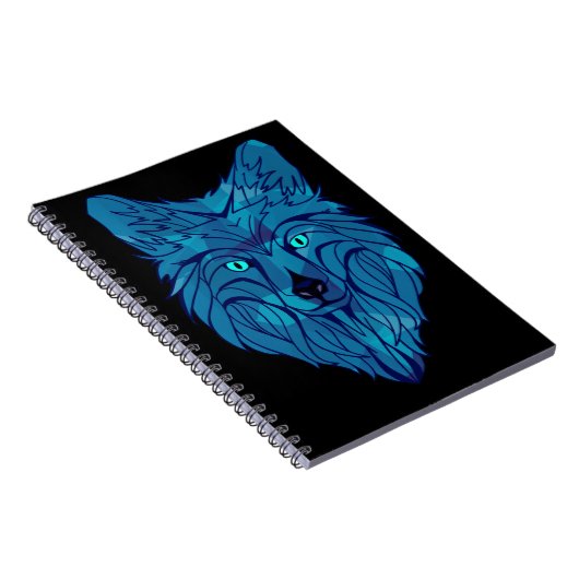 Blue Poly Wolf Head Notitieboek (Rechterzijde)