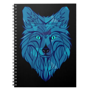 Blue Poly Wolf Head Notitieboek