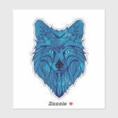 Blue Poly Wolf Head Sticker (Vel)