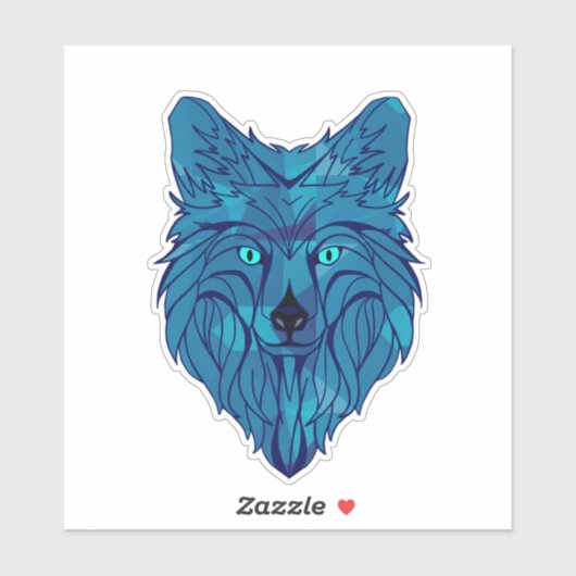 Blue Poly Wolf Head Sticker (Vel)