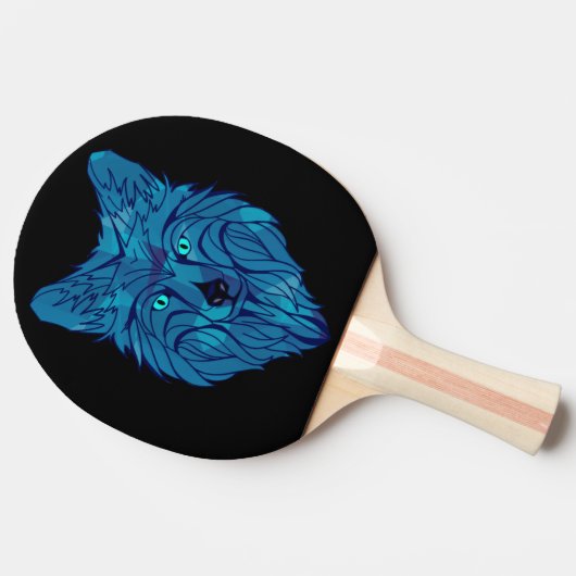 Blue Poly Wolf Head Tafeltennisbatje (Zijkant)