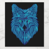 Blue Poly Wolf Head Wijn Etiket (Enkel label)