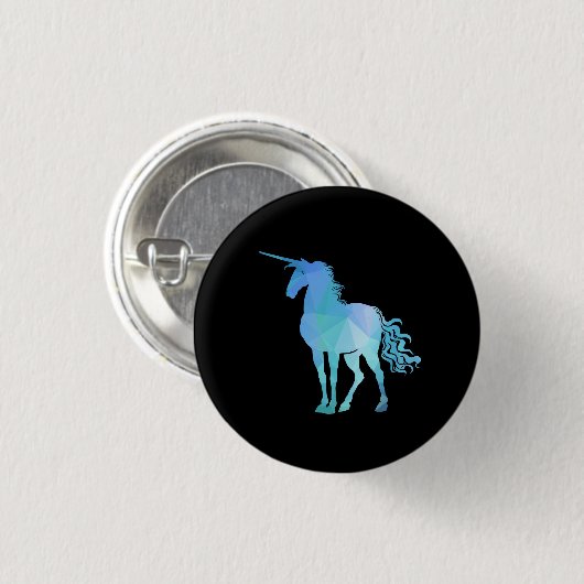 Blue Polygon Unicorn Button (Voorkant /achterkant)