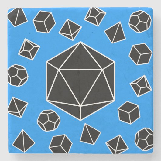 Blue Polyhedral Dice Onderzetter (Voorkant)