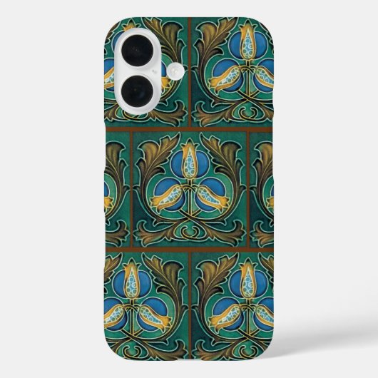 Blue Pomegranate Faux Majolica Tegel iPhone Case (Achterkant)
